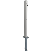 Stainless steel post |  76 mm | without decorative ring | foldable, self-engaging lockfor casting in concrete, with hot-dip galvanized groundsocket part-no. 470.60, approx. 400 mm below ground | with Euro profile cylinder lock and three keys | without eyelet
